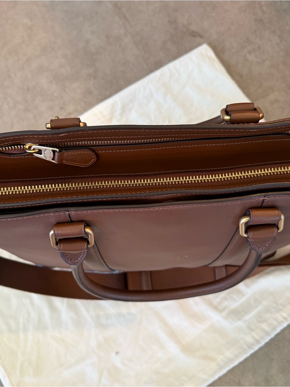 Coach Metropolitan Carryall, men's tote, tan glove leather, nearly new - Picture 8 of 13